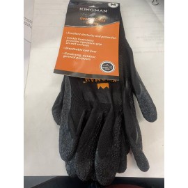 Kingman pack of 4 Pair MED KINGMAN Black Safety Gloves Latex Coated Grip Cut Resistant