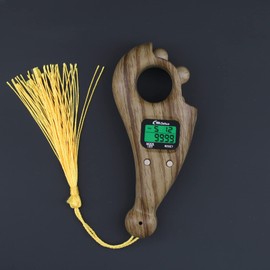 DEHUA LED Digital Tasbih Finger Counter, Muslim Islamic Rotating Digital Tasbeeh Prayer Beads Tally Counter with Time and LED Light (Light Brown-LED)