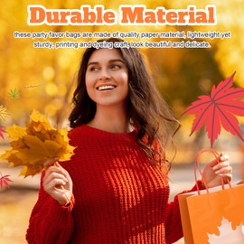 Eersida 100 Pcs Fall Gift Bags with Maple Leaf Window Colorful Autumn Treat Candy Goodie Bags with Handle for Fall Harvest Thanksgiving Party Favor Supplies Decoration