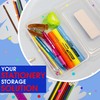 BAZIC Plastic Pencil Case Utility Storage Box, Clear Color, Multi