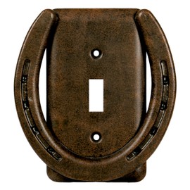 Rivers Edge Products Standard Light Switch Cover Plate, Single Toggle Switch, Poly-Resin Wall Plate Cover, Hand-Painted Decorative Wall Switch Plate, Screws Included, Horse Shoe