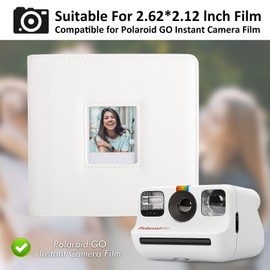 kinokoo Polaroid GO 288 Pocket Photo Album for Polaroid GO Instant Camera PU Leather Large Capacity Album for Polaroid GO Camera Film 2.62x2.12 Inch Film Collection Souvenir Photo Album (White)