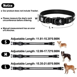 PANTIDE Dog Collar for Air Tag - IPX7 Waterproof Dog Collar Holder for Airtag with Smart QR Code 2 LED Light Colour Flashing Dog collar with Soft Padded Metal Loop for Small Medium Large Dog (L)