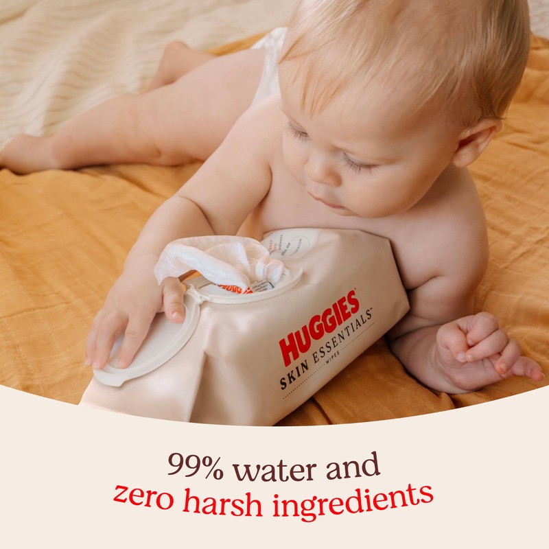 Huggies Skin Essentials Baby Wipes, Hypoallergenic, 99% Water, 6 Flip