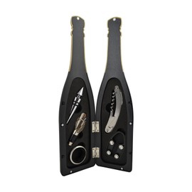 Unbranded 13" Black and gold Wine Bottle w Accessories