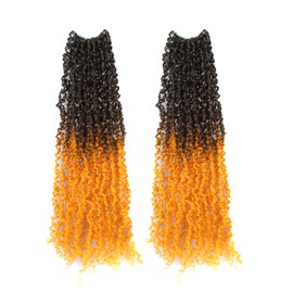 Toyotress Yanky Twist Crochet Hair - 16 Inch 2 Packs (30 Strands/Pcs) Fluffy Spring Mini Twist Passion Twist, Ombre Orange Ginger Pre-Looped Crochet Braids Braiding Hair (16 Inch, OT2/Orange-2P)
