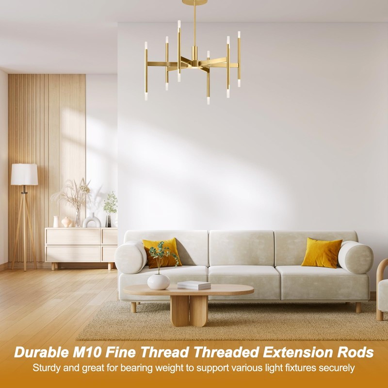 PATIKIL Threaded Extension Rod,6 Set 12" M10 x 1mm Fine