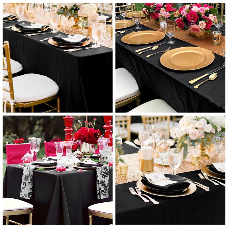 Zdada Black Table Cloth 300x150cm(118x59Inch) Rectangular Polyester Tableclothes Washable Table