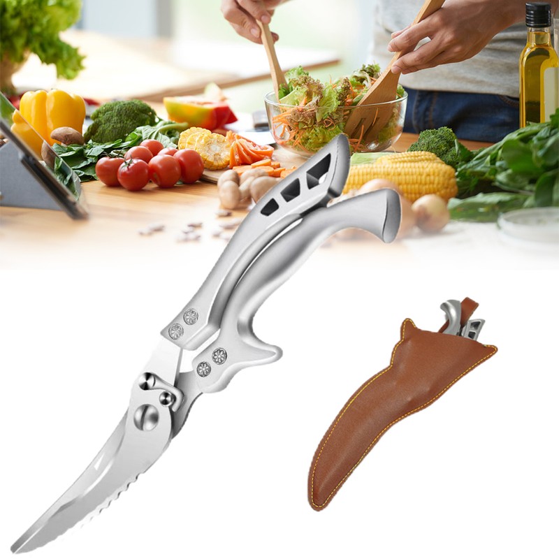 Kitchen Scissors Stainless Steel Poultry Shears Spring Loaded Household Scissors