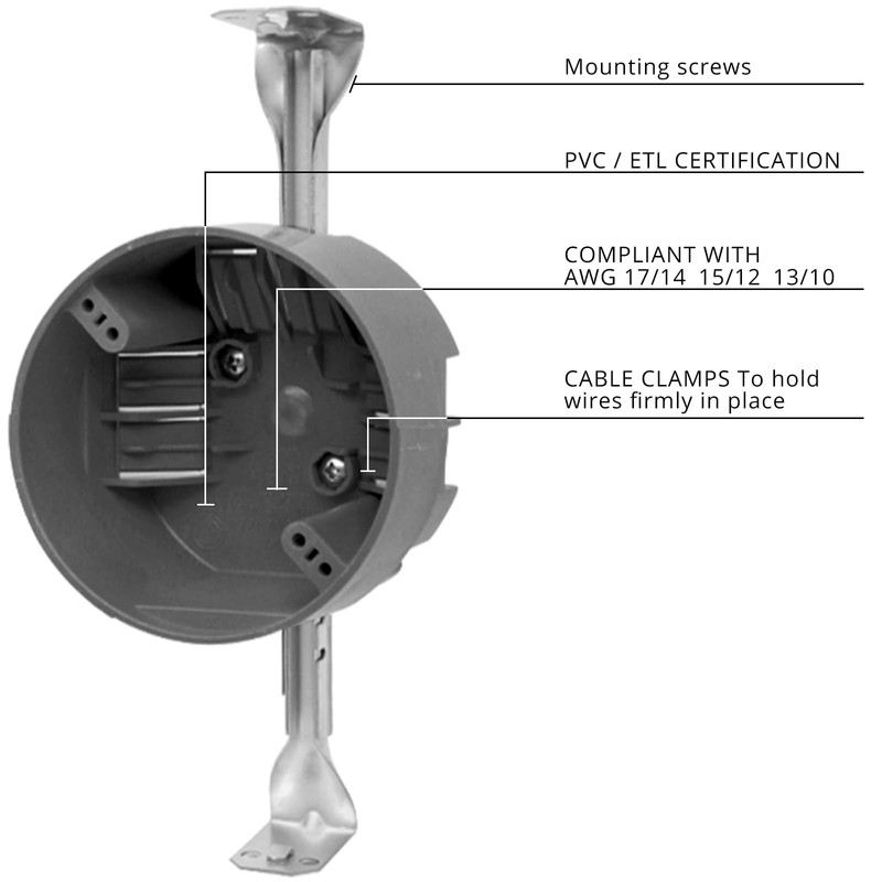 HXH Adjustable Single Gang Electrical Box Ceiling with Adjustable Hanger