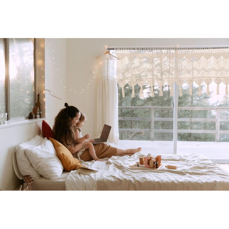 kiido Boho Valance Macrame Curtains for Windows Macrame Valance for