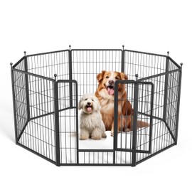 Simple Deluxe Dog Playpen, 32" Height 8 Panels Heavy Duty Dog Pen, Light Weight and Easy to Carry for Travel, Camping, for Small/Medium Dogs, Black