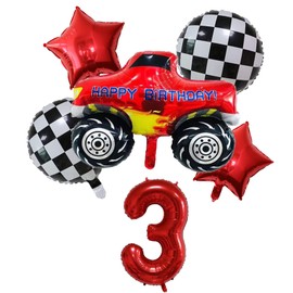 ALY 6PCS Monster Truck Foil Balloons for Kids 3rd Birthday Baby Shower Car Theme Party Decorations (Monster Truck 3rd Birthday)