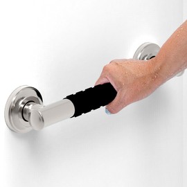 AquaChase 1-1/4 x 12inch Stainless Steel Bath Safety Grab Bar with Anti Slip Rubber Grip, ADA Compliant 500lbs Weight Support, Decorative Collection Miami, Brushed Nickel