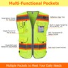 TCCFCCT Hi Vis Vest 9 Pockets High Visibility Reflective Safety