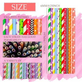 100 Pack Paper Straws, Party Straws Disposable Straws Biodegradable Recyclable Drinking Straws Colourful Drinking Straws for Birthdays, Parties and Decorations