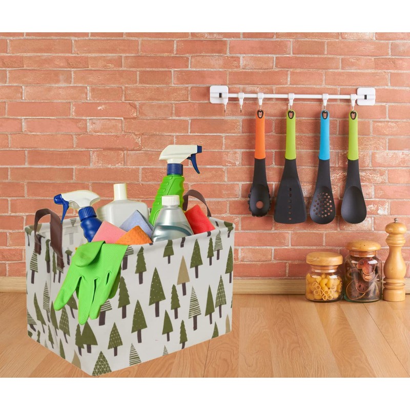 Sanjiaofen Rectangular Canvas Storage Bins,Waterproof Storage Basket,Collapsible Tree Organizer Bin