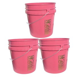 Dark Pink 5 Gallon Plastic Bucket, 3-Pack