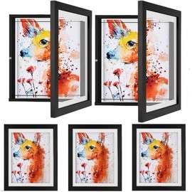 2/3/4/5/6 Pcs Front Loading Kids Art Frame in Black - 8.5x11 Picture Frame with Mat and 10x12.5 Without Mat - Kids Artwork Frames Changeable Display - Frames for Kids Artwork Holds 80 Pieces - Color: 3