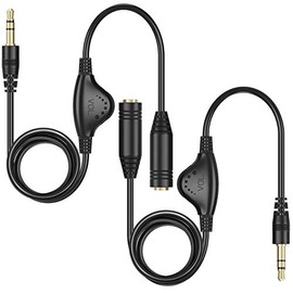 2 Packs 3.5mm Headphone Extension Cable, PChero 3.3FT Male to Female Stereo Audio Jack Extender Aux Extension Adapter Cord with Volume Control for Headset Earphones Smartphones Tablets MP3 Players