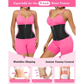 Women Waist Trainer Cincher Trimmer Lower Belly Fat With Zipper Tummy Control Workout Corset With 9 Steel Bone Sport Girdle
