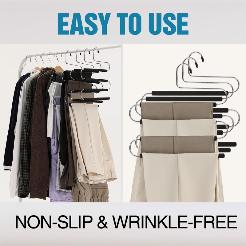 ICOFUPO Multiple Space Saving Non Slip Foam Padded Pants Hangers