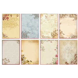GLKTOPO 80 Sheet Vintage Floral Stationry Paper, Letterhead Writting Notes Greeting Paper for Wedding Birthday Party Invitations School Printing Handwriting Letters 7.28 * 10.2inch - 8 Pattern