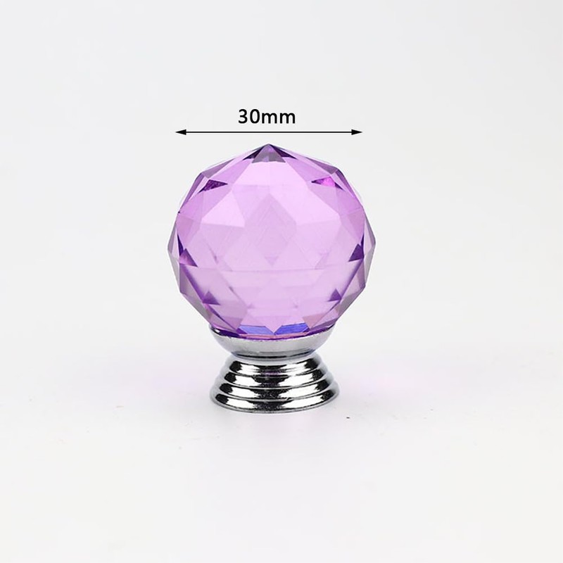 FEEIMOL Pack of 6 Colourful Crystal Cabinet Knobs, Drawer Handles,