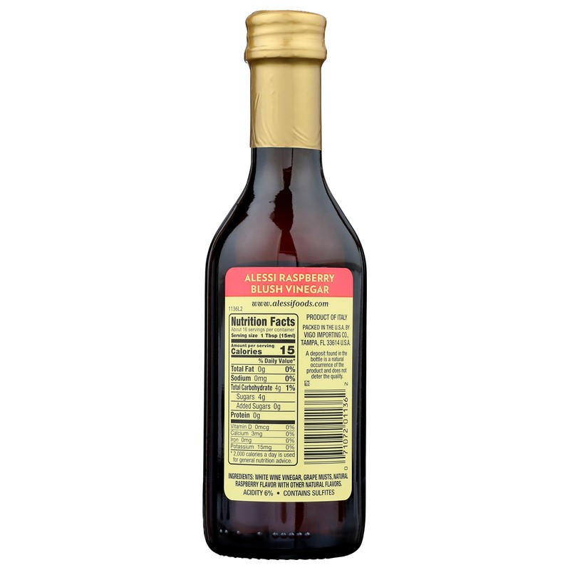 Alessi Foods White Balsamic Raspberry Blush Vinegar, 8.5 oz, Red