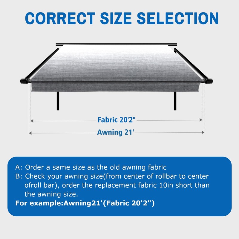 Dulepax RV Awning Fabric Replacement(16'2" Fabric) Heavy Duty 18.5 oz