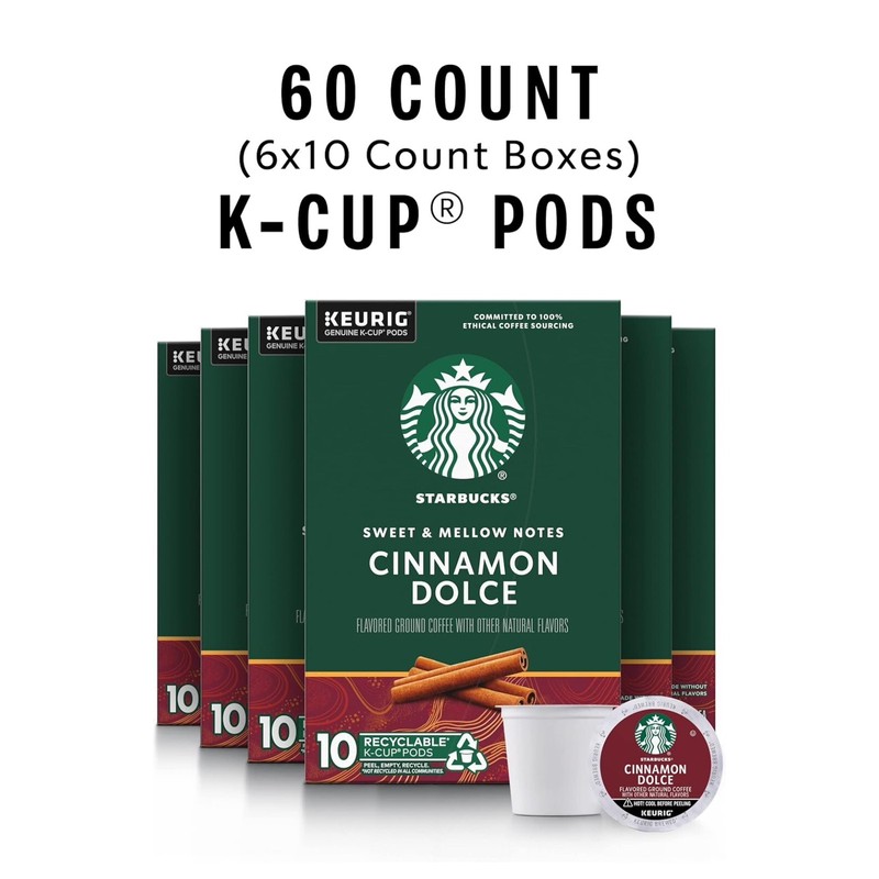 Starbucks 60 Starbucks Cinnamon Dolce Flavored Coffee K Cups Keurig