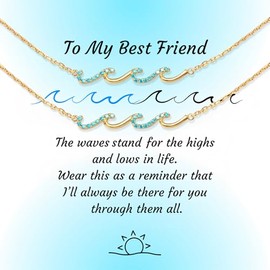 Lezmoii Best Friend Bracelet 14K Gold Plated Matching Friendship Bracelets Best Friend Friendship Gifts for Women (Wave Gold)