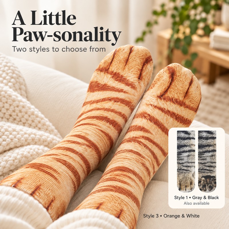 Animal Paw Socks for Playful Everyday Wear – Realistic Cat
