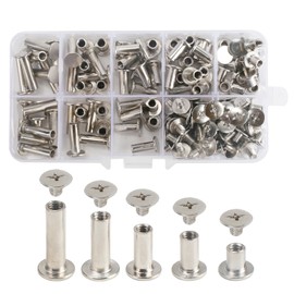FOGAWA Pack of 160 Chicago Screws Book Screws M5 Binding Screws Screw Rivets with 5 Different Sizes Belt Screws Set with Assortment Box for Leather Decoration Bookbinding