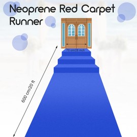Boao 20 x 2.3 ft Neoprene Carpet Runner Reusable Plastic Floor Runner Non Slip Rubber Backed Rugs for Hallway Aisle Carpet Roll for Wedding Party Decor Prom Business Outdoor(Blue)