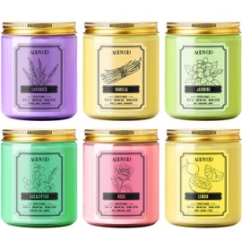 AOOVOO Scented Candles for Women, Colorful Jar Candle for Home Scented, 6 Pack Soy Candles 42 oz 300 Hours Burn, Aromatherapy Candles Gifts Set for Birthday