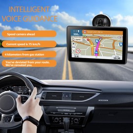 7'' GPS Navigation for Car, Truck, RV – HD Touchscreen Sat Nav with 2025 USA Canada Mexico Maps, Lifetime Free Updates, Voice Directions, Speed & Traffic Alerts, Route Planning for All Vehicles