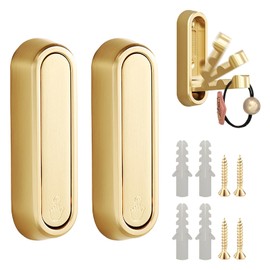 Foldable Gold Wall Hooks, 2Pcs Folding Coat Hooks, Heavy Duty Wall Hook Zinc Alloy No Rust Fold Up Hooks for Coat, Hats, Towel, Scarves, Keys, Bags
