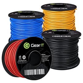 GearIT Primary Automotive Wire 12 Gauge (100ft Each- Black/Red/Blue/Yellow) Copper Clad Aluminum CCA - Power/Ground Battery Cable, Car Audio, Wire, Trailer Harness, Electrical Wire - 400 Feet Total