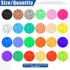 Glarks 6618Pcs Beads Bracelet Making Kit, 24 Colors Flat Round Polymer Clay Beads with Letter Beads Pendant Charms Chains Elastic Strings Jump Rings Clasps Earrings Kit for DIY Jewelry Craft