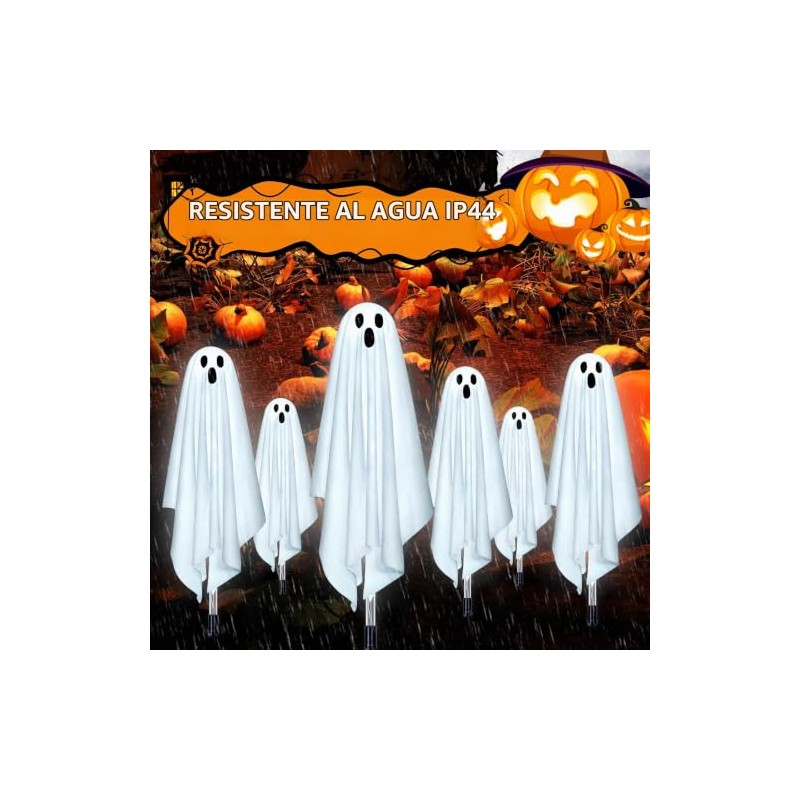 Ninonly - Decoración de Halloween, paquete de 6 luces solares