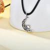 AOBOCO Celtic Knot Moon Choker Necklace 925 Sterling Silver Black