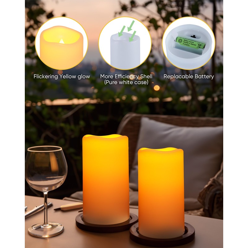 Homemory Solar Candles Outdoor Waterproof, Rechargeable Candles, Solar Powered Flameless