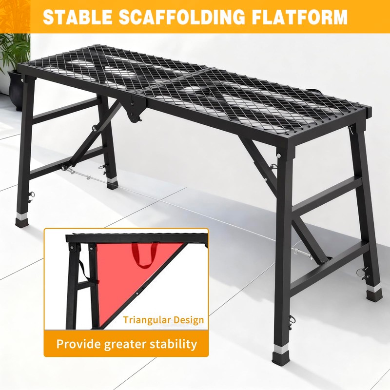 Scaffolding Work Platform, 29.9" to 47.2" Height Adjustable Work Platform,
