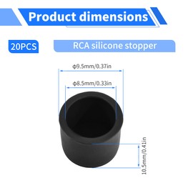 FOCMKEAS RCA Plug Protective Cover 20 Pcs Anti-Dust Protector Caps, Plug Protector Caps for RCA Female Ports and Computers Black Silica Gel