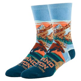 ooohyeah Men’s Funny National Parks Crew Socks, Crazy Novelty Cotton Dress Socks, Grand Teton, Shoe Size 8-13
