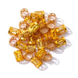 100pcs Hair Jewelry for Women Braids Beads Hair Decorations Aluminum Rings Clips Adjustable Metal Cuffs Braiding Hair Accessory,Gold