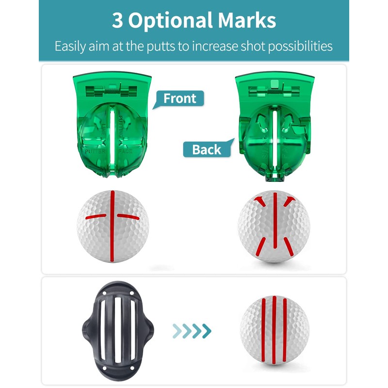 Uniclife 2 Pieces Golf Ball Liner Template for Putt Linear
