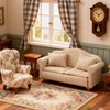 CHAMBERY 1:12 Scale Miniature Couch Wooden Sofa Dollhouse, Khaki