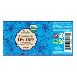US Organic 100% Pure Tea Tree Essential Oil, Steam Distilled, USDA Certified Organic, for Hair, Skin, Scalp, Foot, Toenails, and More. Sourced from South Africa, Undiluted, Non-GMO (30 ml)